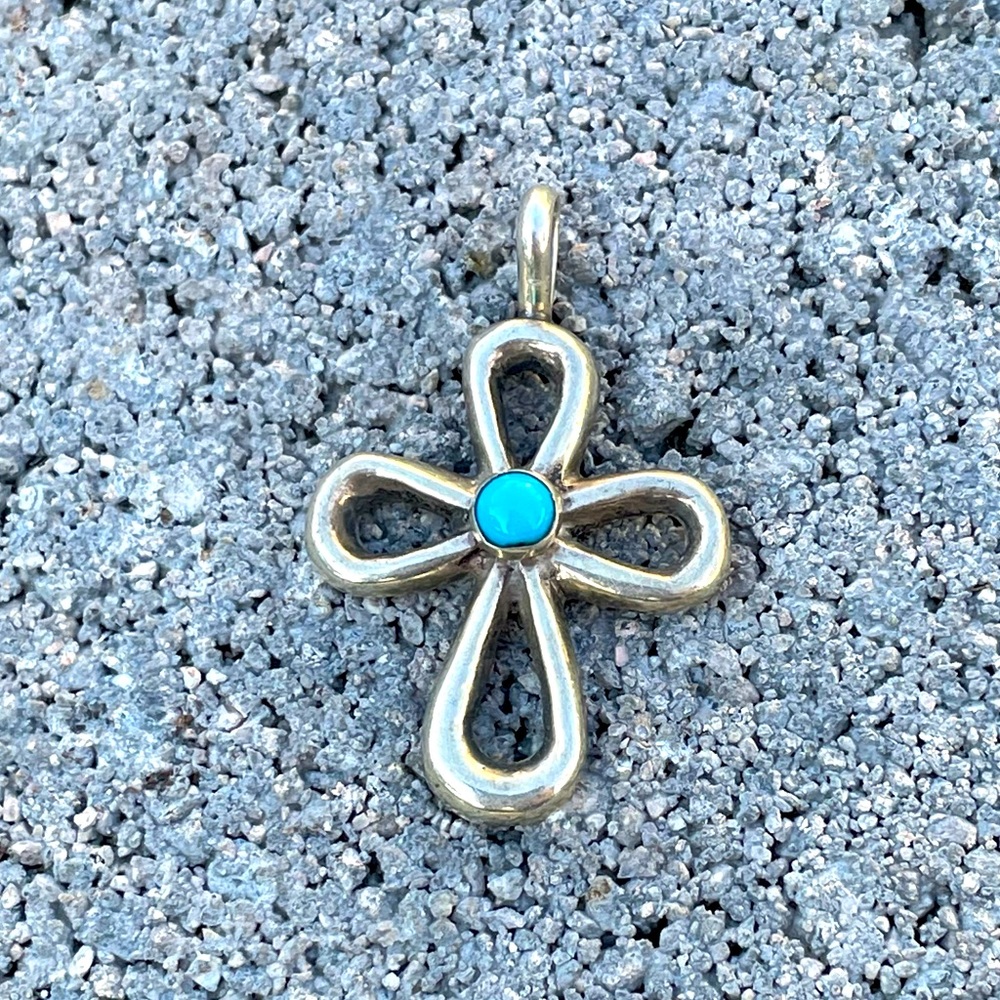Silver & Turquoise Cross Pendant